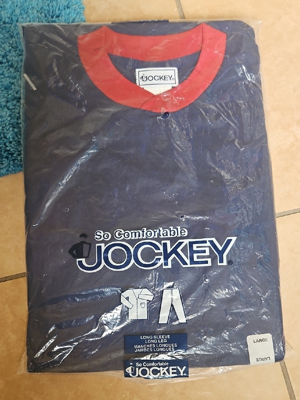 Men’s Jockey Pajama Set  Loungewear   2 piece set size L blue W red NEW